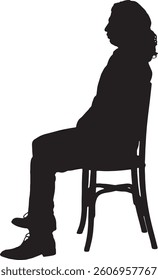 Vector; silueta de la vista lateral de un hombre sentado en la silla