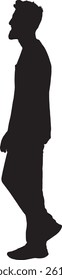 vector; silhouette side view of a man walking 