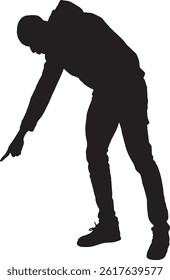 vector; silhouette of side view of a man pointing down