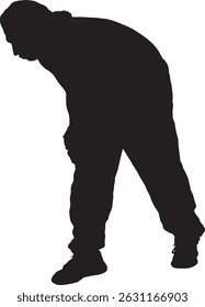 vector silhouette of a side view of a  man searching on the floor