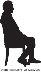 vector; silhouette of a side view of a man sitting on chair 