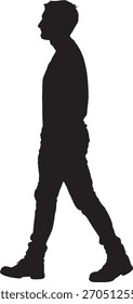 vector, silhouette of side view of man walking