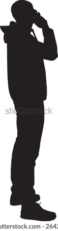 Vector; silhouette of a side view of a man with a pensive expression