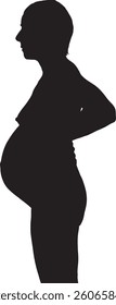 Vektor; Silhouette der Seitenansicht der Schwangerschaft nackte Frau stehend