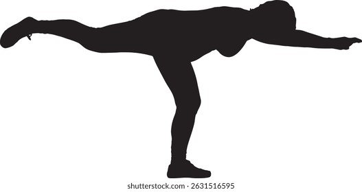  vector; silhouette of a side view Pregnant woman exercising