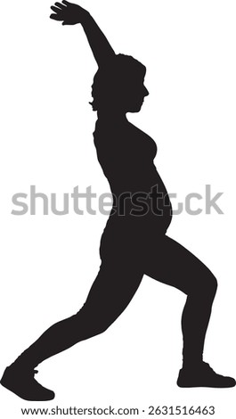  vector; silhouette of a side view Pregnant woman exercising