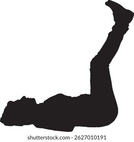  vector silhouette, side view of a relaxed woman lying with two legs up