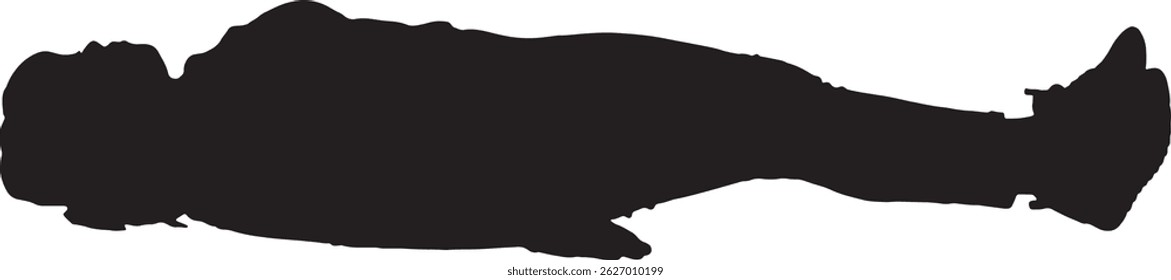  vector silhouette, side view of a relaxed woman lying face up