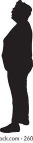 Vector silhouette of side view of a senior woman standing 
