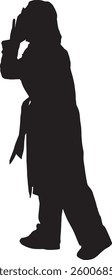 vector; silhouette of side view of standing woman screaming