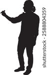 vector; silhouette; side view of a woman drawing or writing