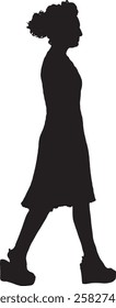 vector; silhouette of side view of a woman walking