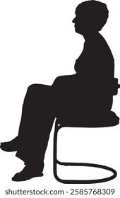 vector; silhouette side view of a woman legs crossed sitting on chair