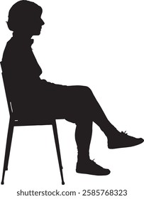 vector; silhouette side view of a woman legs crossed sitting on chair