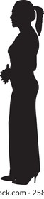 vector; silhouette  side view of woman dressed whith long dress