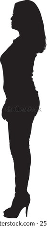 vector; silhouette; side view of a woman standing