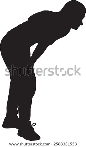 vector; silhouette; side view of woman crouching looking at the ground