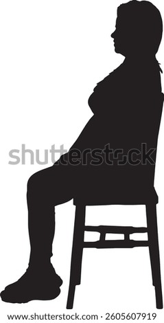 vector; silhouette of side view of woman sitting on chair