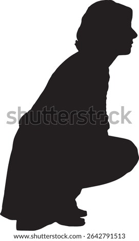 Vector; silhouette of a side view of a woman squatting 