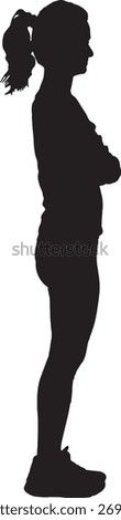vector silhouette of side view of a woman with sportswear