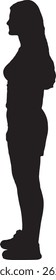vector silhouette side view young girl standing summer clothes 