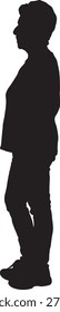 Vector, silueta de siew lateral de una mujer mayor feliz 