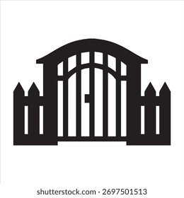 Silueta de Vector de una simple puerta de madera de un pueblo.