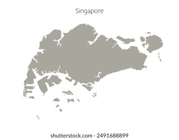 Silueta de Vector Mapa de Singapur. Estilo minimalista simple.