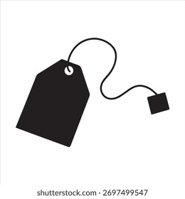 Silueta de Vector de una sola bolsa de té usada con su etiqueta.