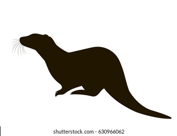 vector silhouette of a sitting otter