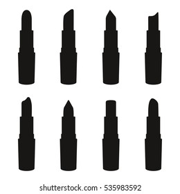 Vektorillustration Silhouette Skizze. Unterschiedliche Lippenstifte.