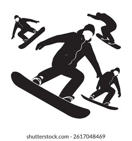 Vector silhouette of a skier in winter. Ski silhouette isolated vector design on white background