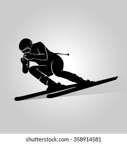 Vector silhouette skiers