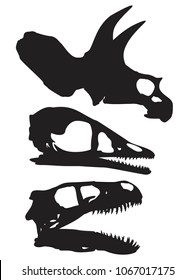 vector silhouette of a skulls of a dinosaur