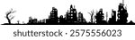 Vector Silhouette Skyline City - Catastrophe and destruction of buildings -Design Element Layer - Dystopian Panorama