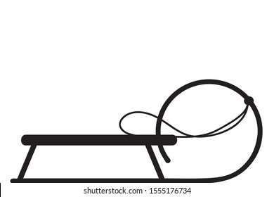 Vector silhouette of sledge on white background. Symbol of winter, sport, snow, sledging, funny.