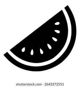 Silhueta de vetor de peças de melancia fatiadas, estilo preto e branco. Ideal para o verão, projetos de alimentos tropicais ou ilustrações simples.