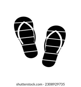 Vector Silhouette Slipper Shoes or Flip Flops Isolated on White Background. Slippers icon Manimal Striped Summer Beach Flip Flops or Sandals. Holiday and Summer Vacation Flat Element. 