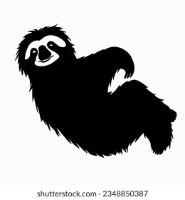 Vector Silhouette of Sloth, Relaxed Sloth Illustration for Wildlife and Nature Concepts