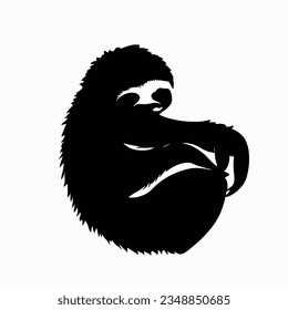 Vector Silhouette of Sloth, Relaxed Sloth Illustration for Wildlife and Nature Concepts