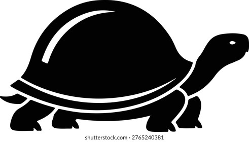 Vector silhouette of a slow moving wild tortoise animal logo design