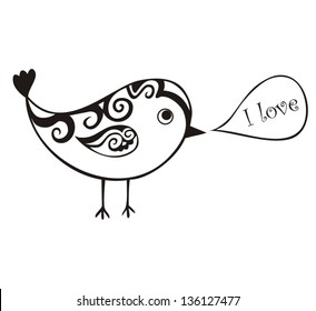 vector silhouette of the small bird