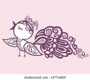  Vector silhouette small bird of happiness