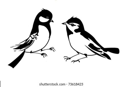 vector silhouette of the small bird on white background