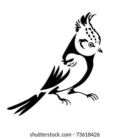 vector silhouette of the small bird on white background