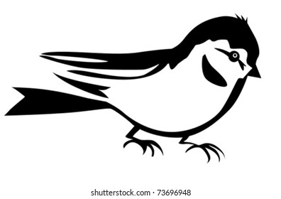 vector silhouette of the small bird on white background