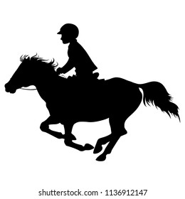 Vector Silhouette Small Rider On Pony Stock Vector (Royalty Free ...