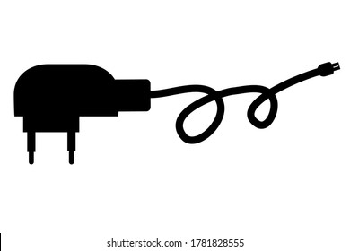 Vector Silhouette of Smartphone Charger, Isolated on White
