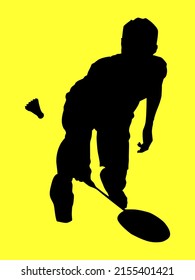 Vector silhouette of a smash. For sports goods, badminton related products.
