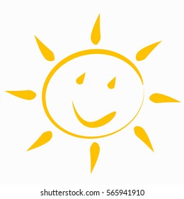vector silhouette smile sun on a white background